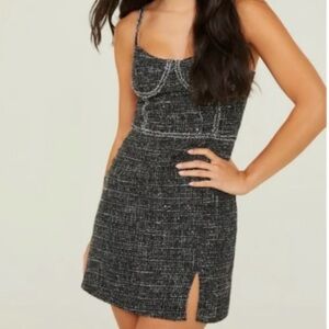 Altar'd State Black and White Tweed Mini Dress